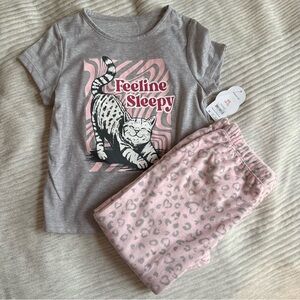 Wonder Nation Gray and Pink Cat Pajama Set